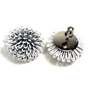 Silver-tone White Pine Cone Stud Earrings Textured Loop Design Modern Jewelry